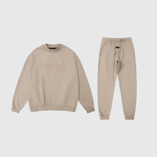 Essentials heathered grey fleece tracksuit set with relaxed fit by Fear Of God