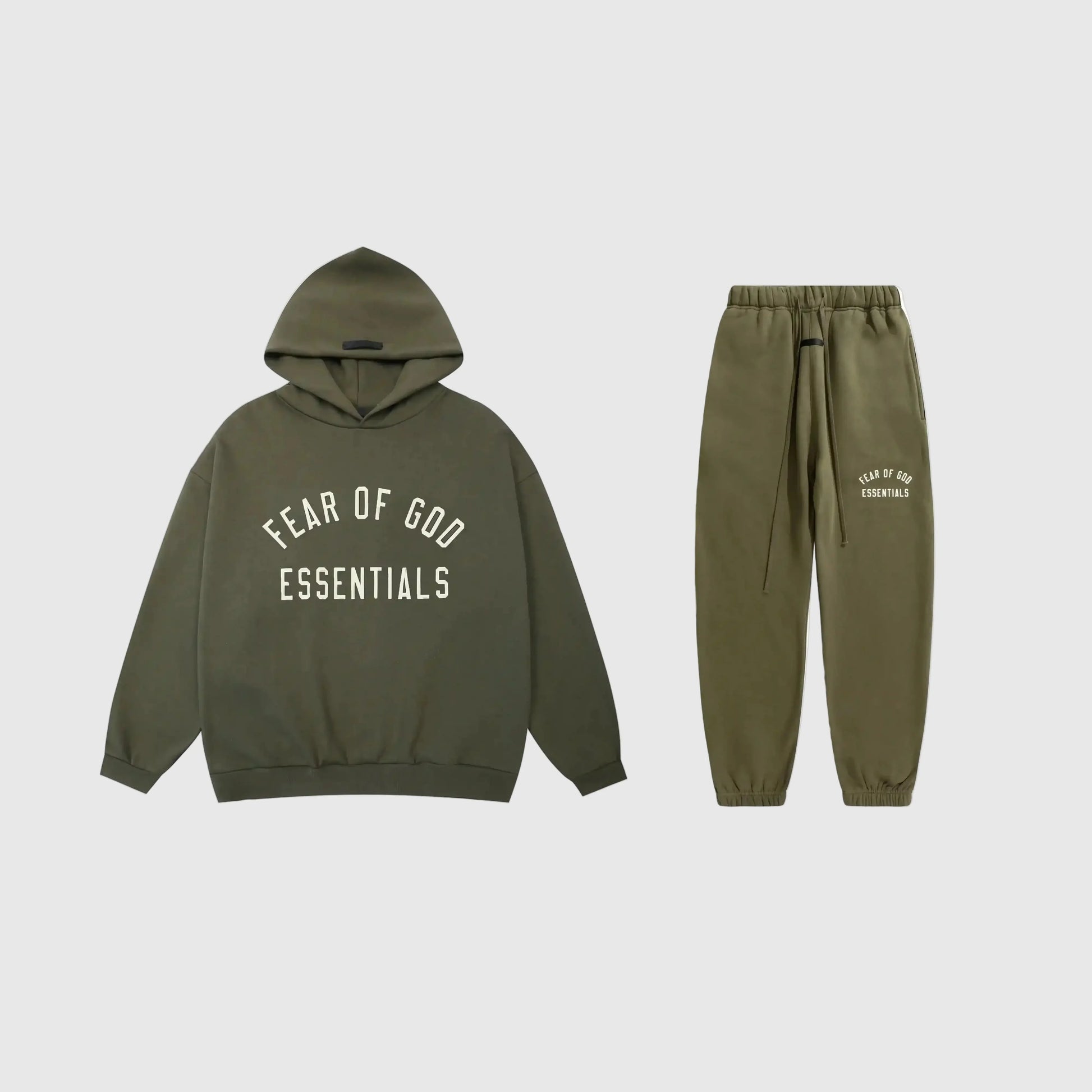 Essentials hemlock fleece street set with relaxed casual look by Fear Of God