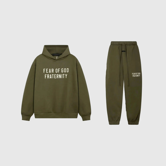 Essentials hemlock fleece tracksuit set by Fear Of God with relaxed fit