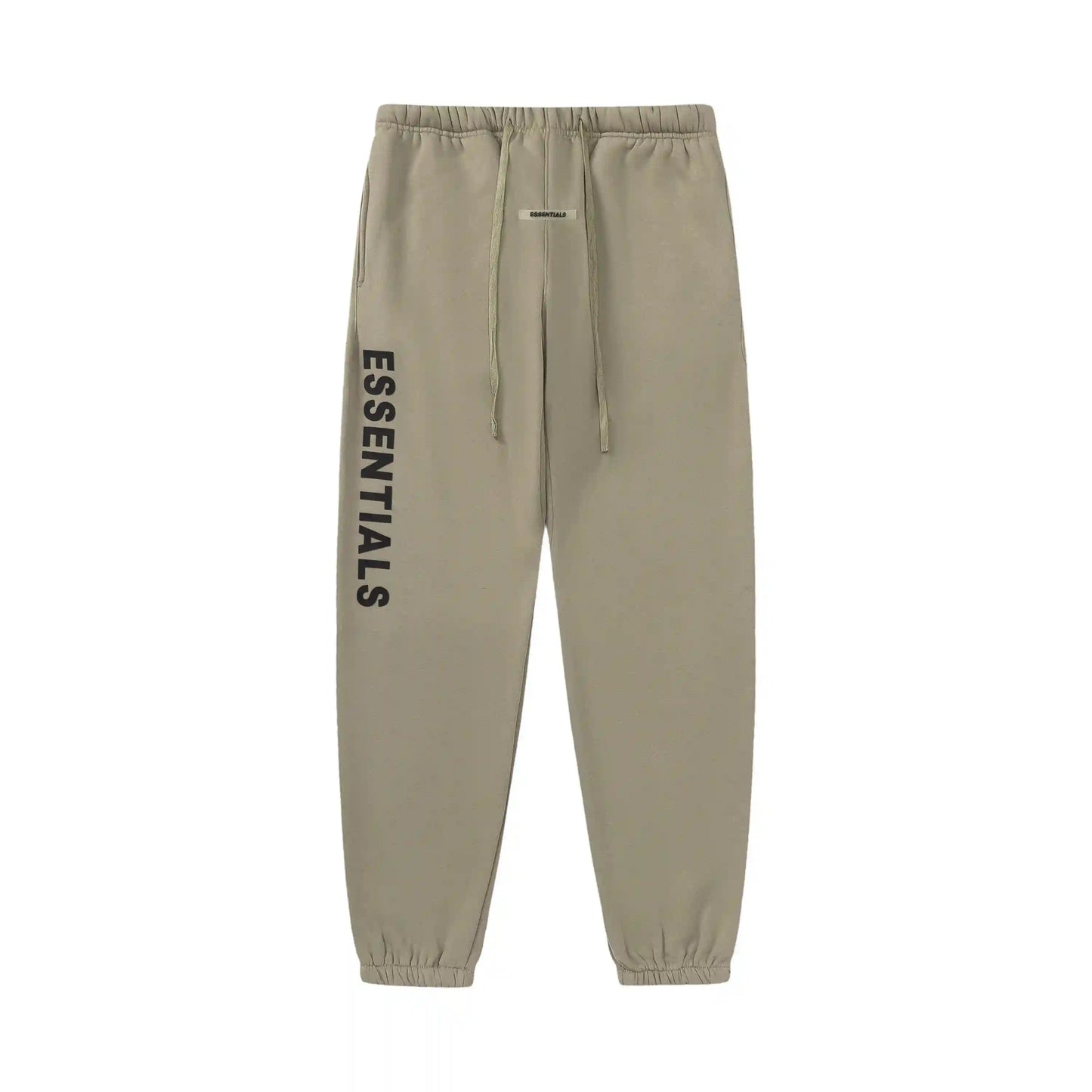 Back view of Essentials sandrift casual fleece tracksuit set by Fear Of God