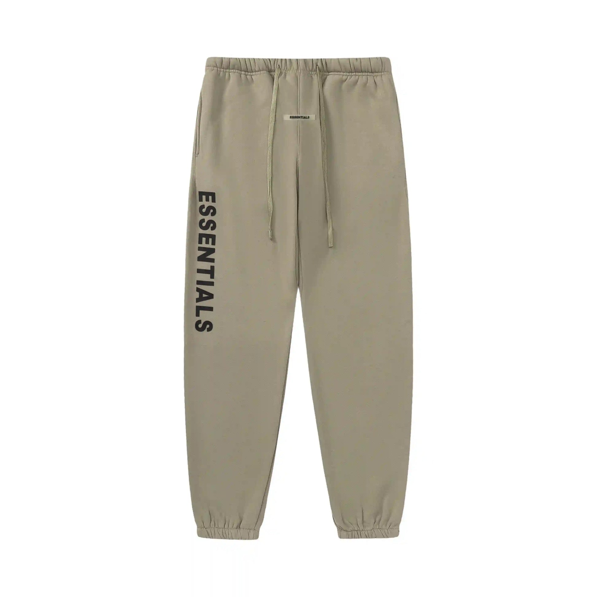Back view of Essentials sandrift casual fleece tracksuit set by Fear Of God