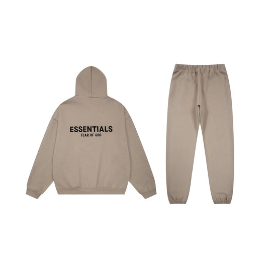 Essentials sandrift fleece hoodie with soft interior detail by Fear Of God
