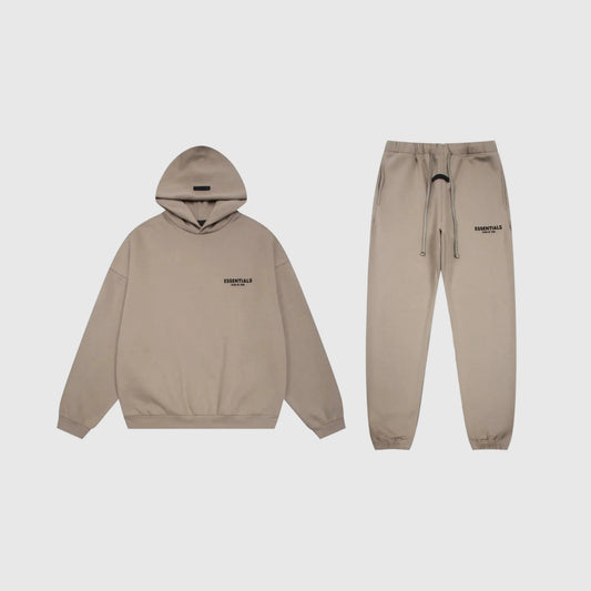 Essentials sandrift fleece tracksuit set with relaxed casual fit by Fear Of God