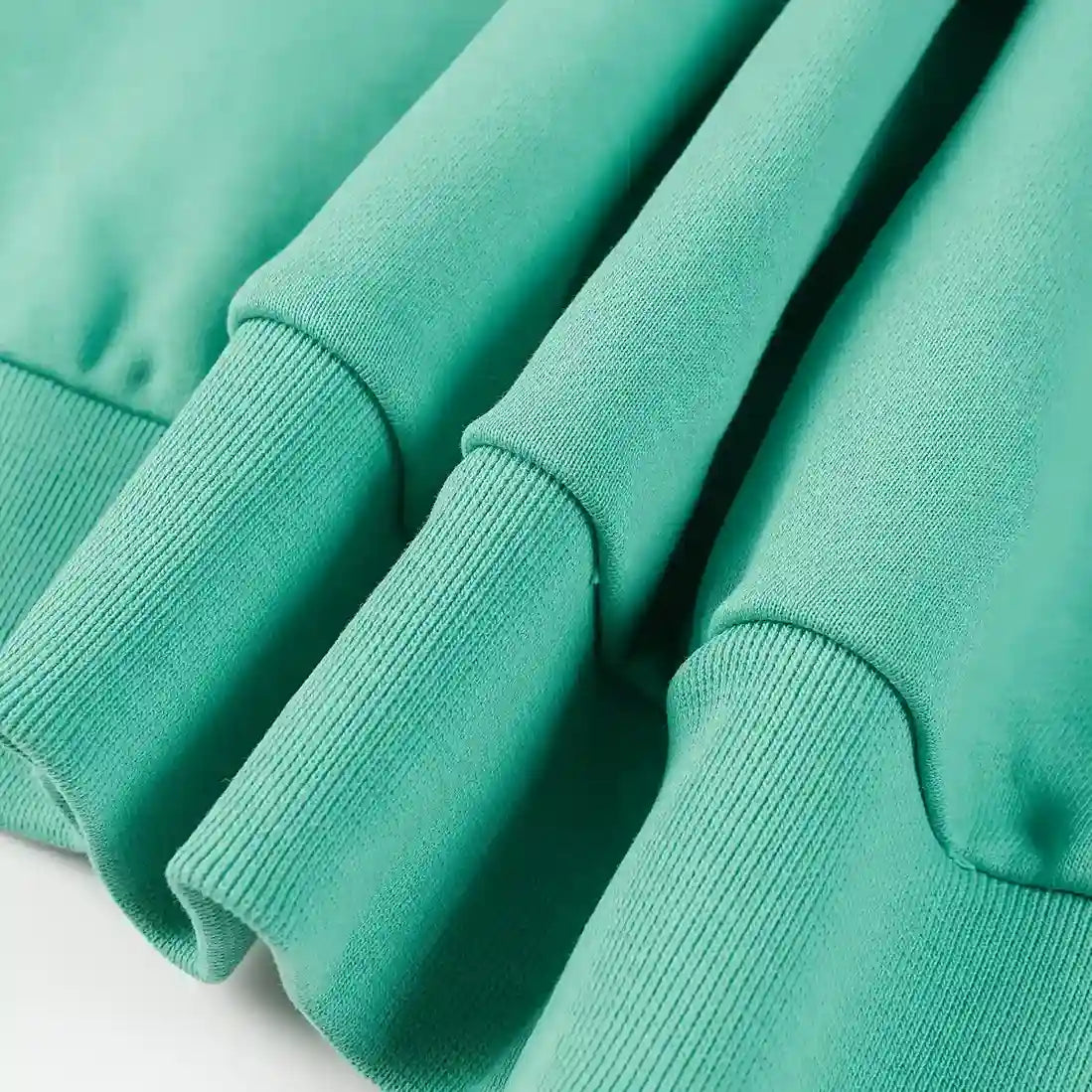 essentials aqua green hoodie ribbed cuffs and hem detail