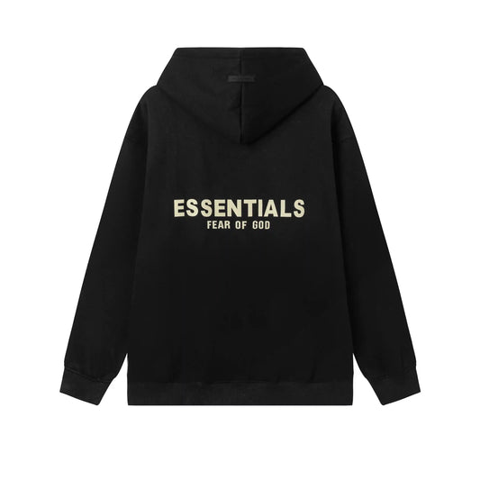 essentials black hoodie soft fleece pullover