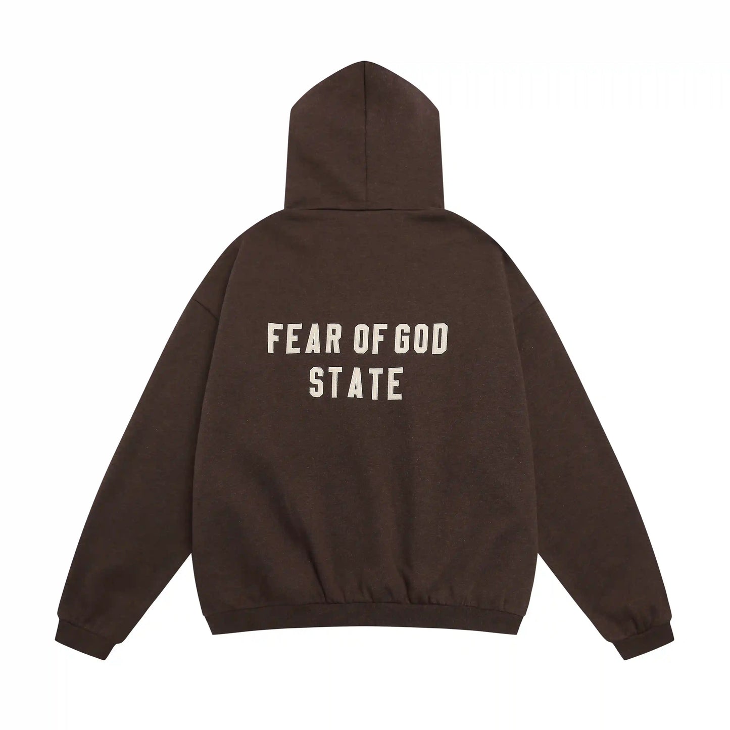 essentials brown zip hoodie front zipper pullover fleece