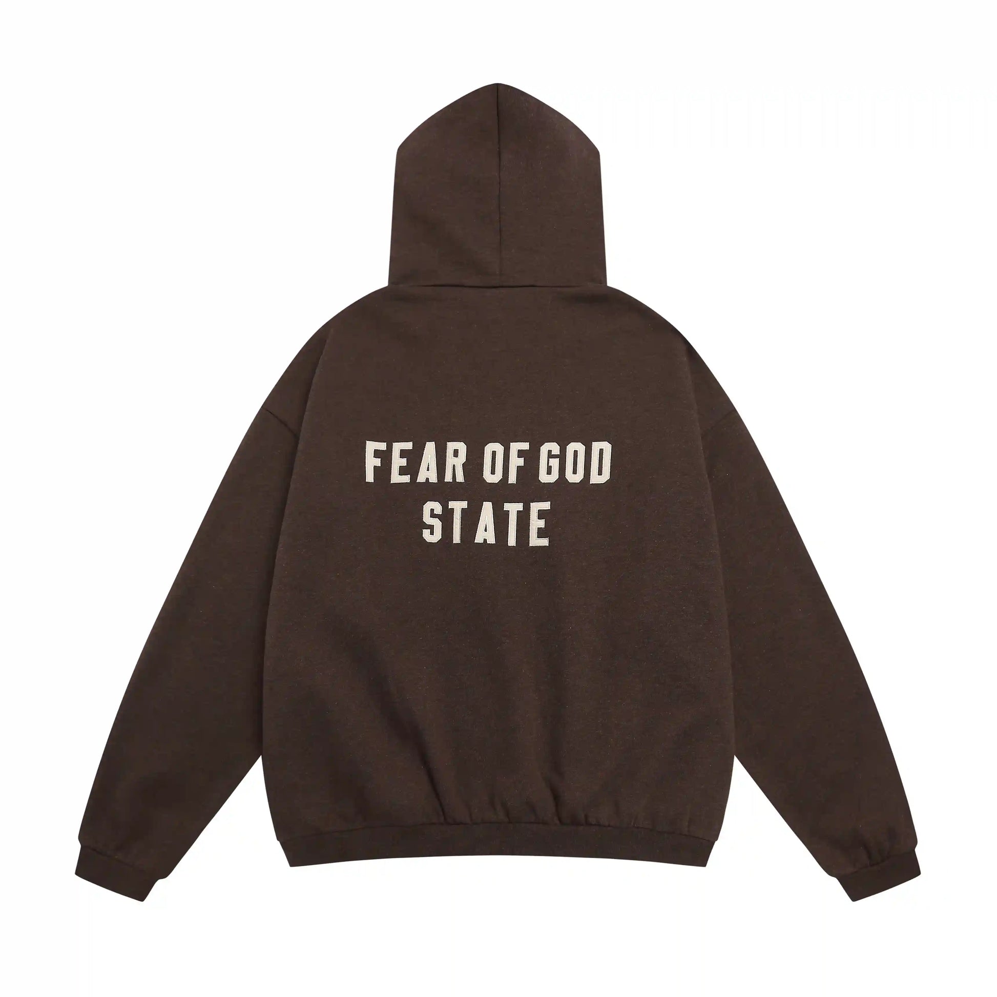 essentials brown zip hoodie front zipper pullover fleece