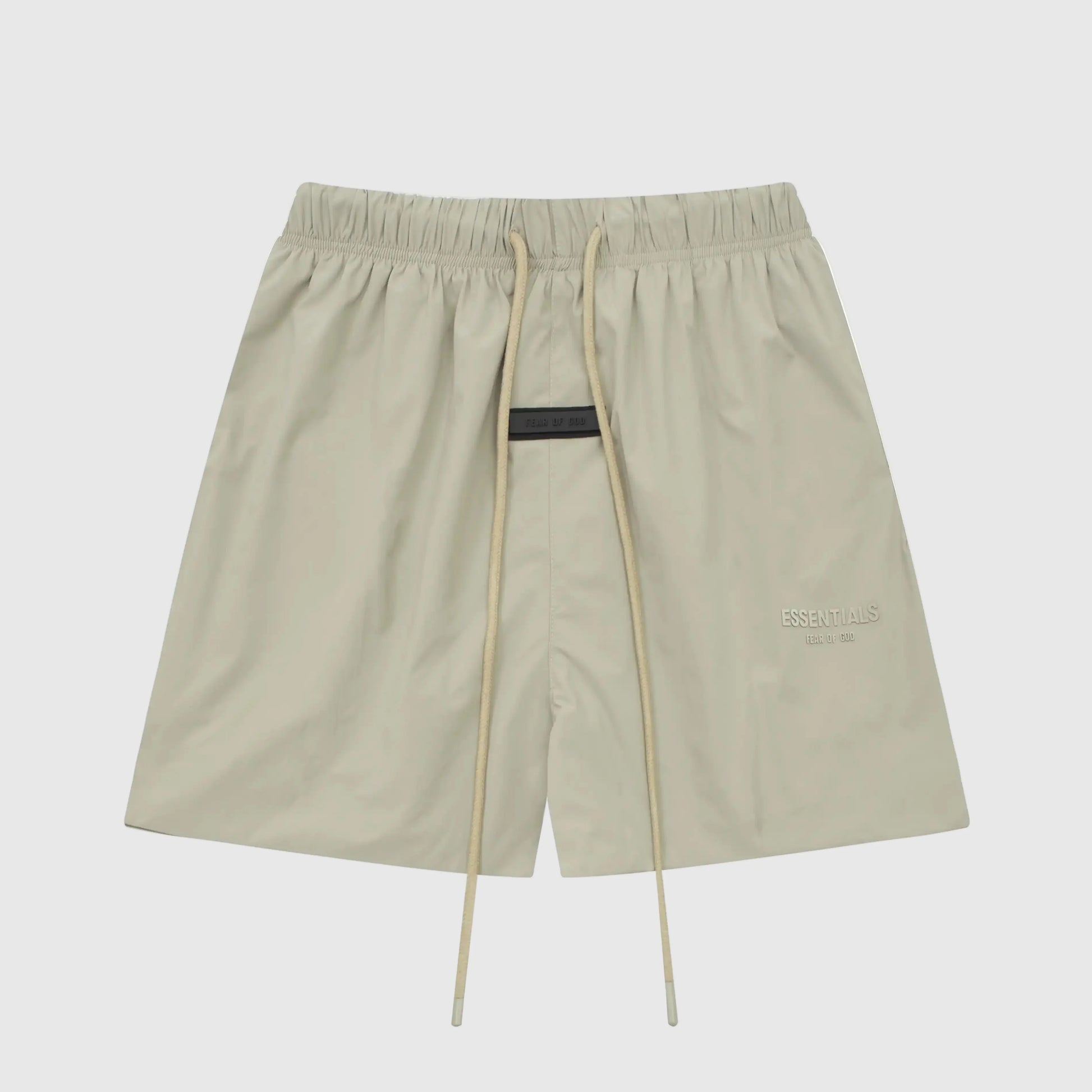 Essentials Fear of God heather grey shorts with elastic drawstring waistband and side pockets