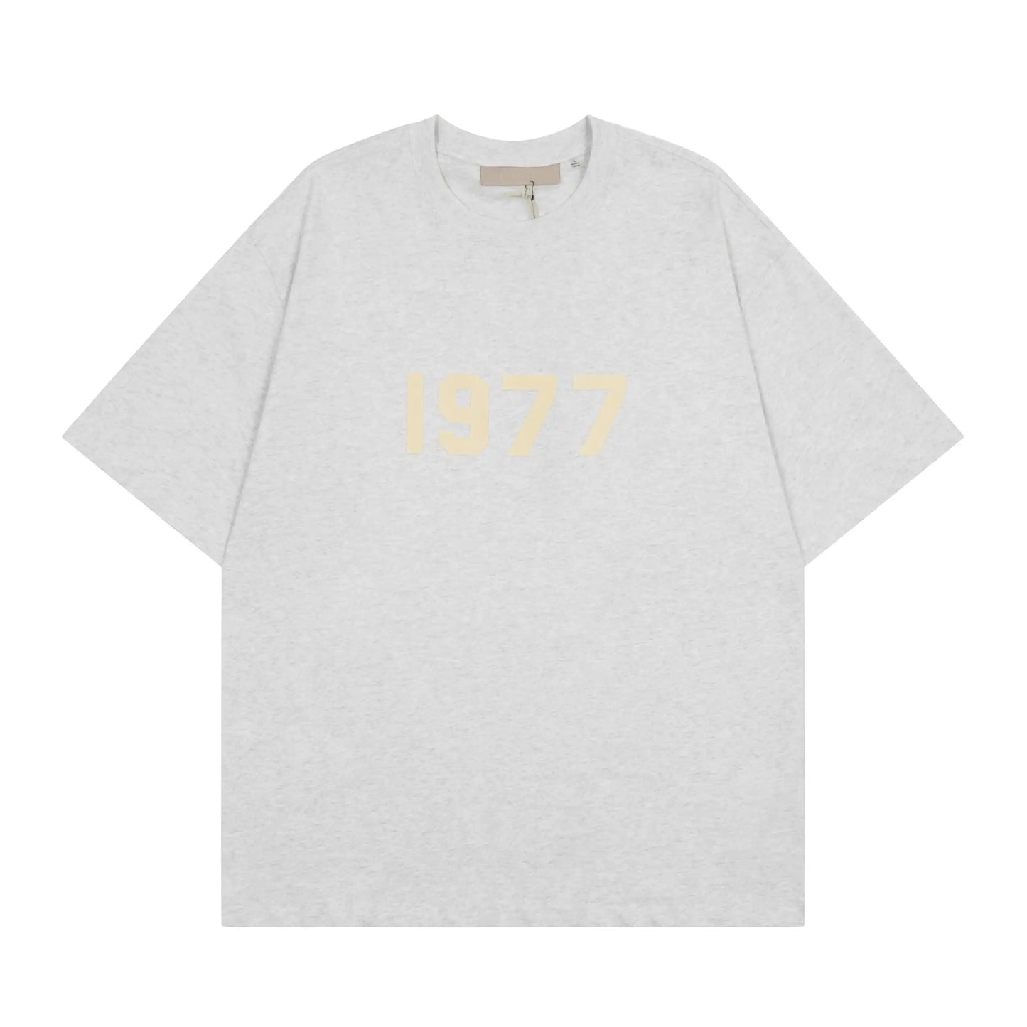 Essentials light oatmeal casual streetwear tee by Fear of God outfit