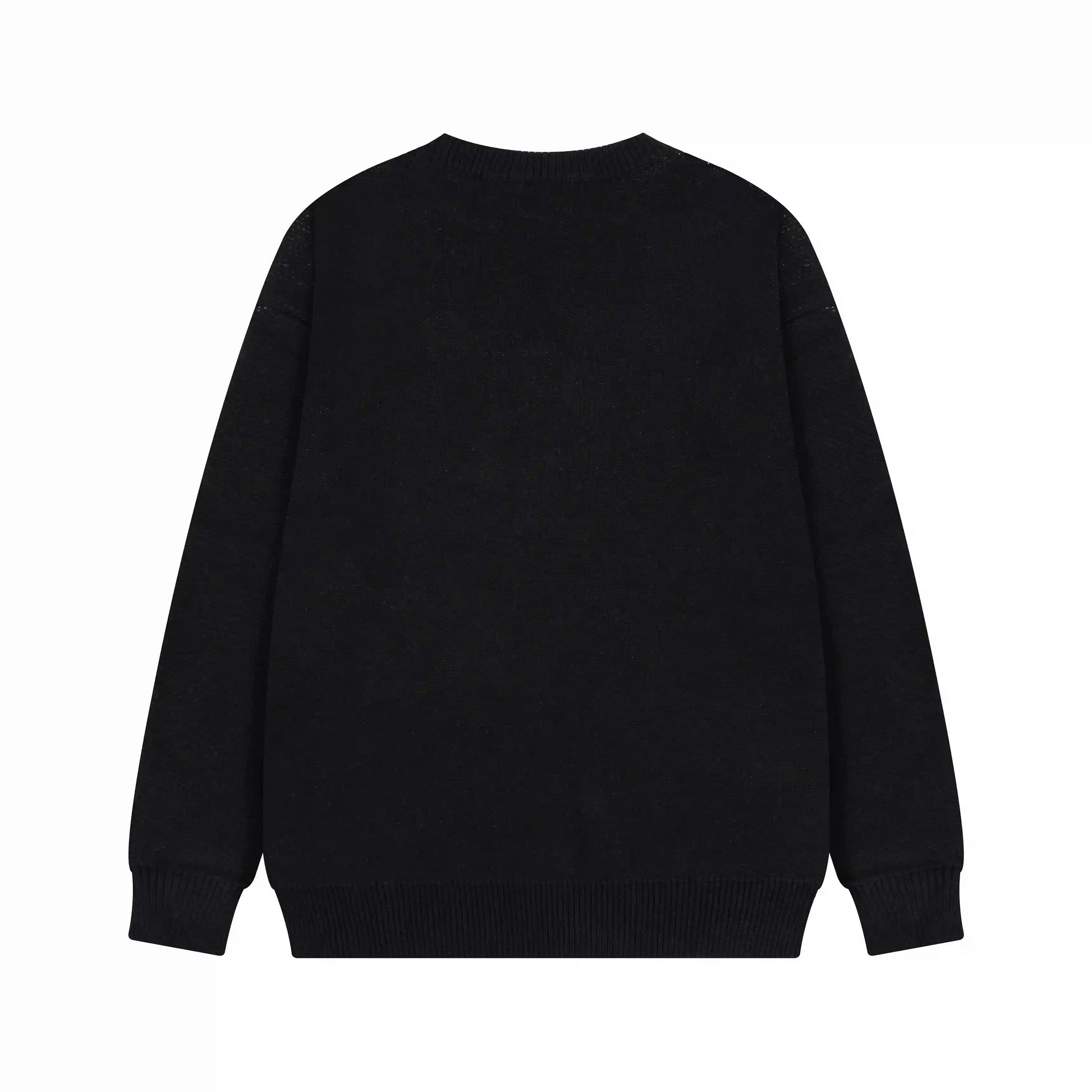 Essentials black sweatshirt back view beveled logo branding