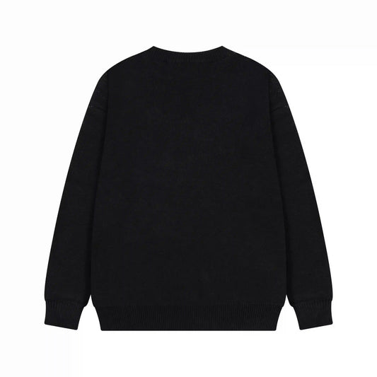 Essentials black sweatshirt back view beveled logo branding
