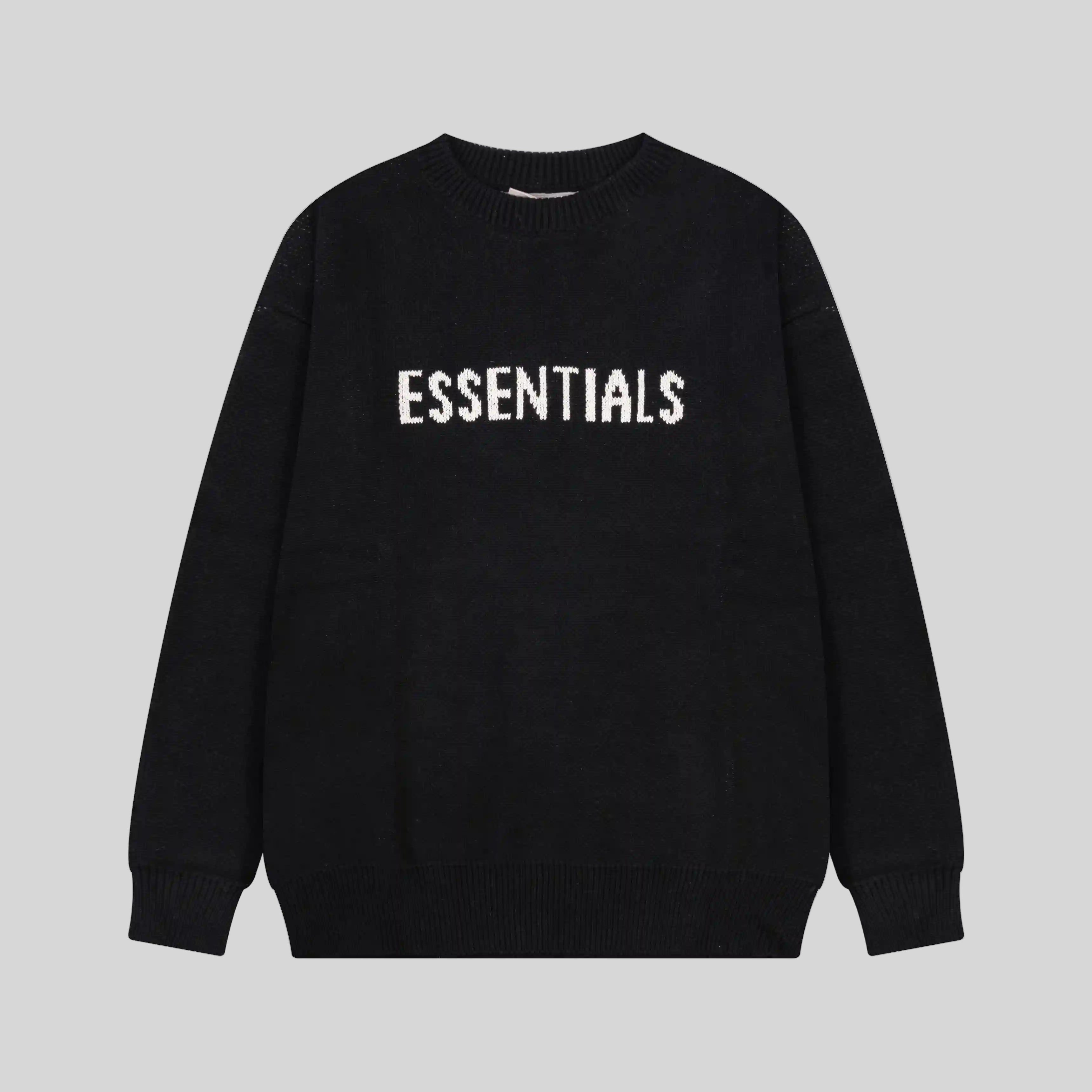 long Sleeves Essentials Clothing Black Sweatshirt Front 