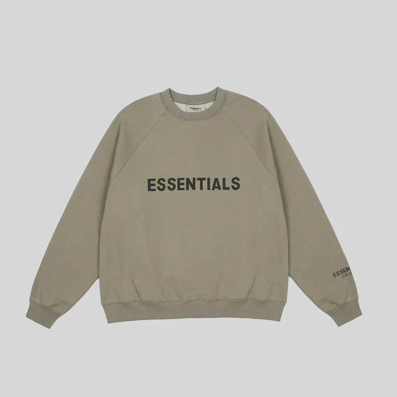 essentials heathered grey sweatshirt relaxed fit streetwear