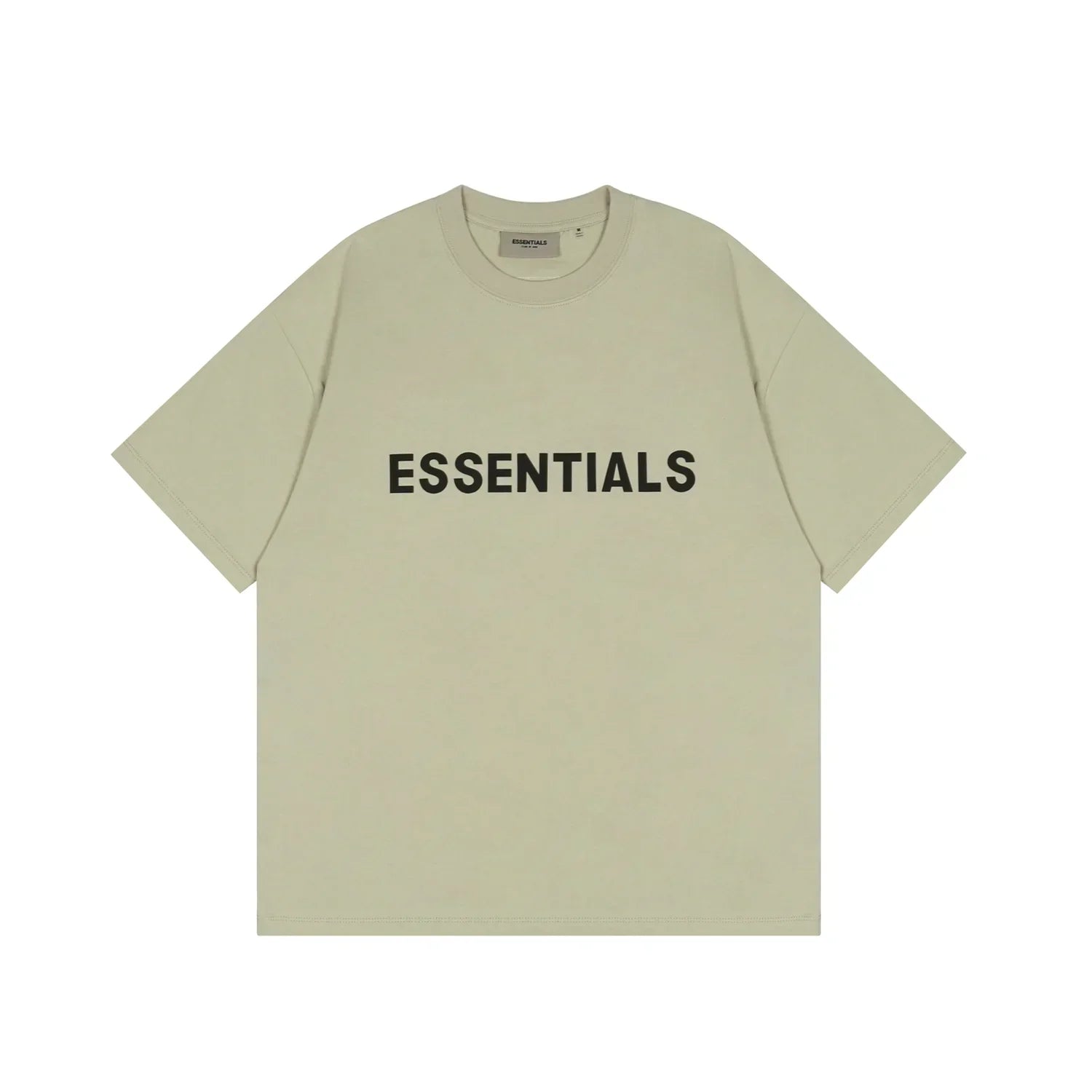 Classic crew neckline on Essentials sage t-shirt by Fear of God